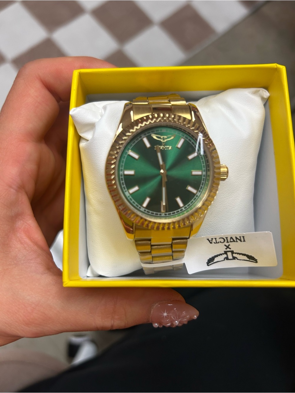 Invicta Gold-Tone 40mm Watch with Emerald Green Dial
